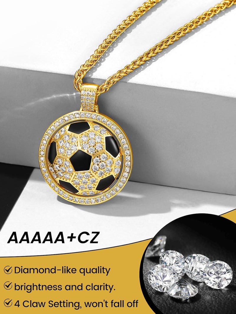 KeyStyle Bling Sports Necklace for Men Teen, Spinner Pendant for Athletes (Baseball Soccer Basketball Football Pendant) - Image 4